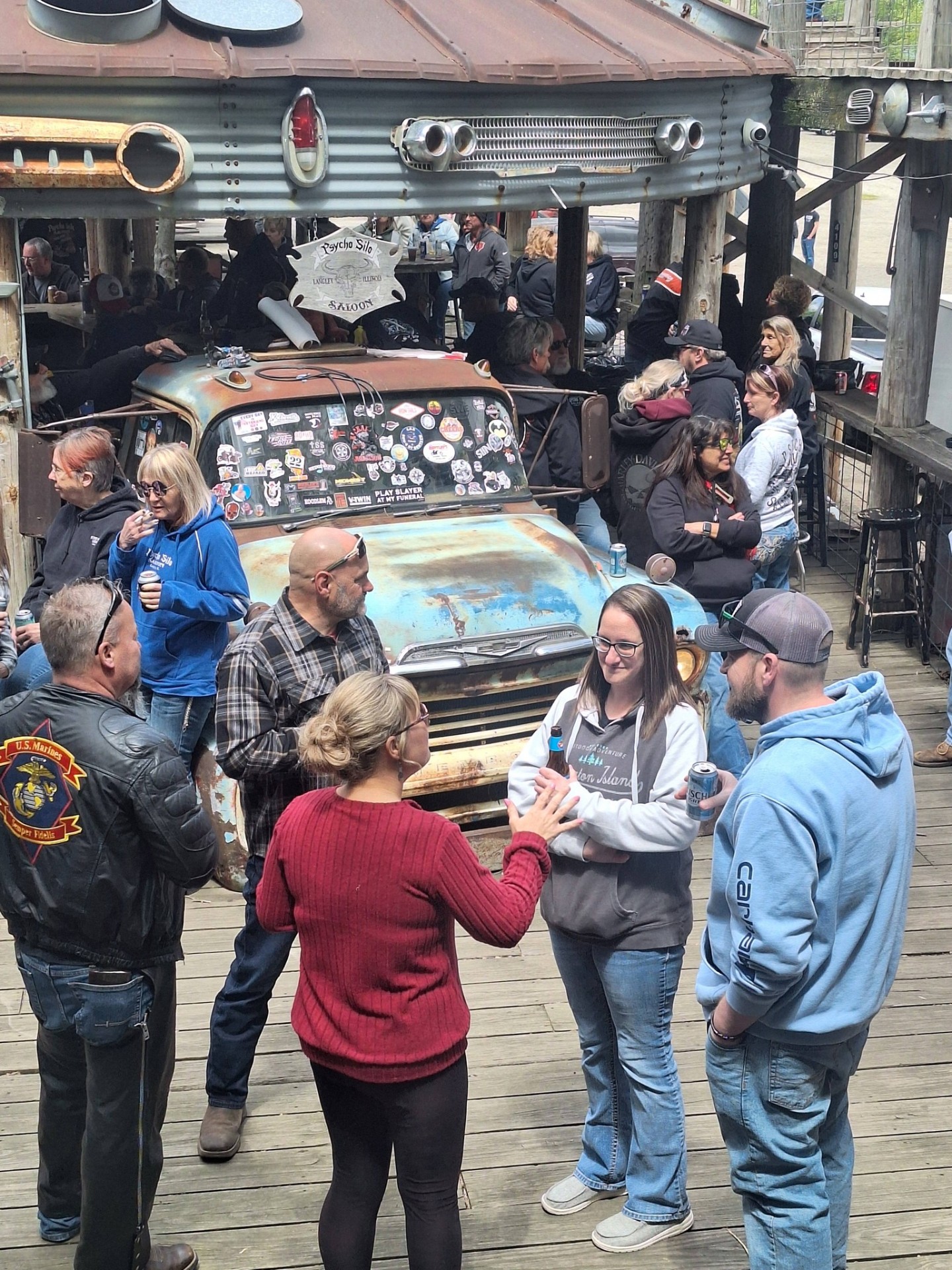 Crowd gathered at Psycho Silo Saloon